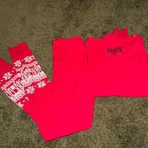 PINK ski thermal leggings and top